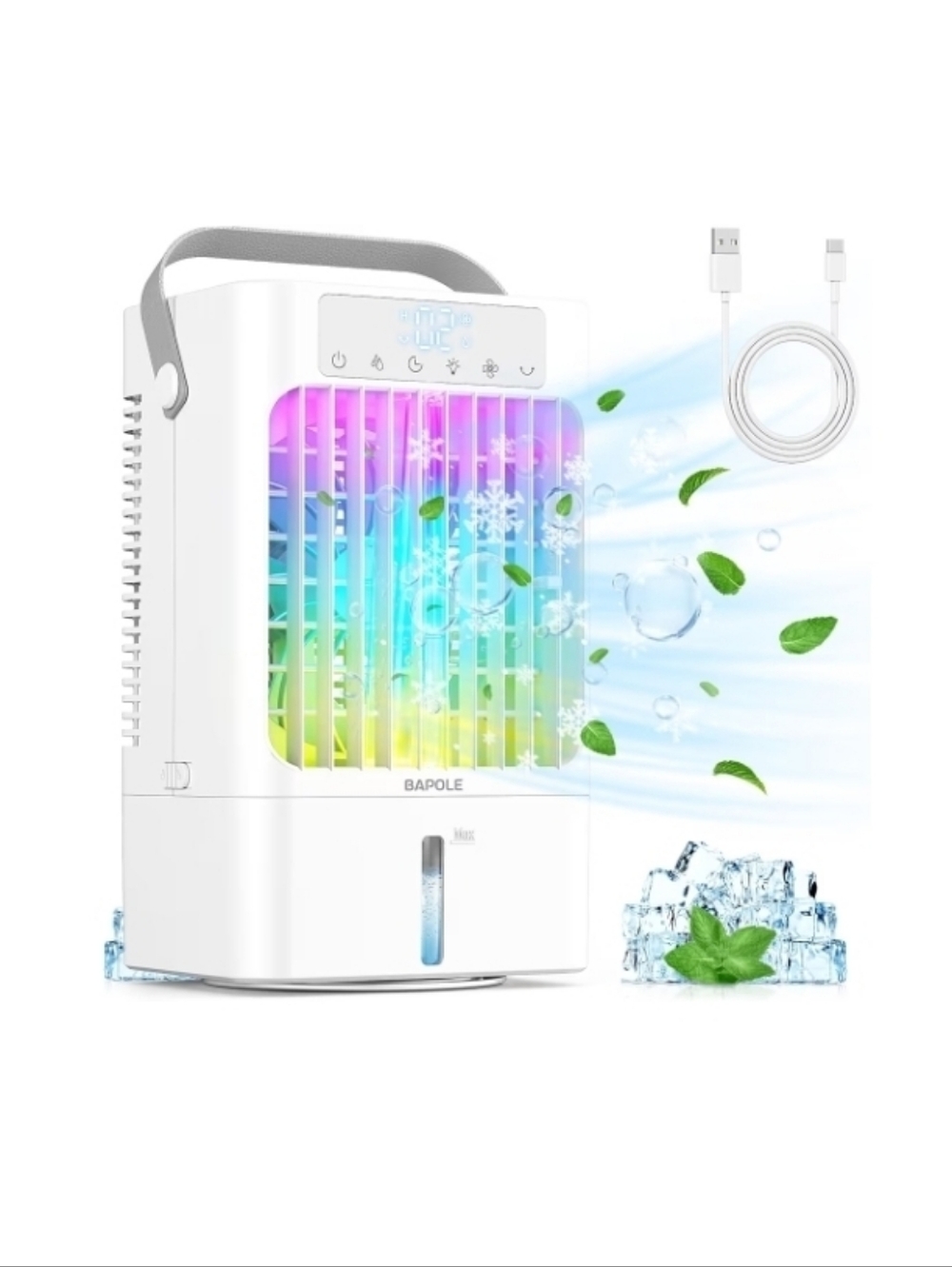 Mini Air Cooler Portable AC Fan 900ML Tank 3 Speed LED Quiet USB